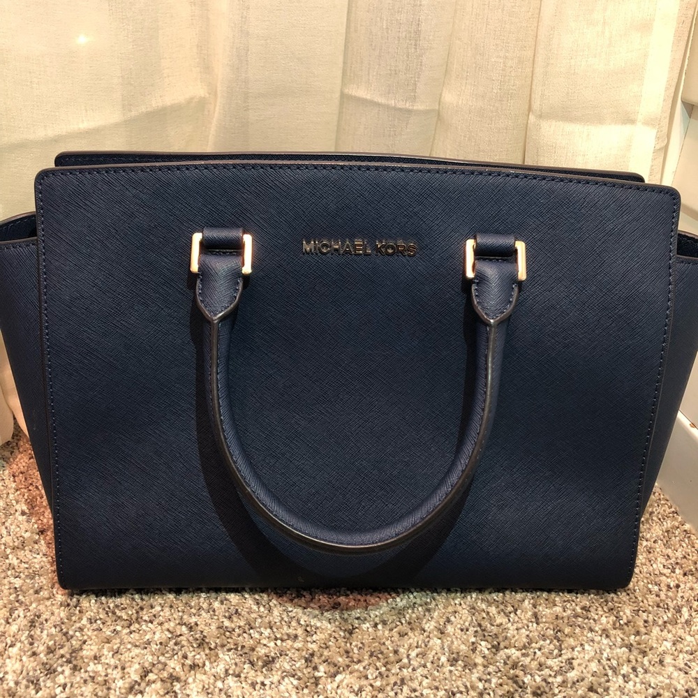 Michael Kors Large Navy Blue Selma Bag
